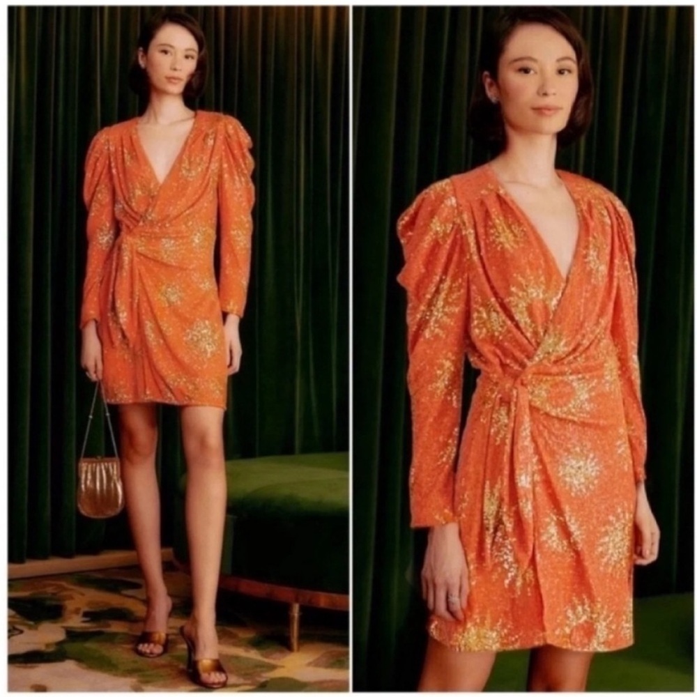 Farm Rio Sunny Mood Long Sleeve Sequin Mini Dress